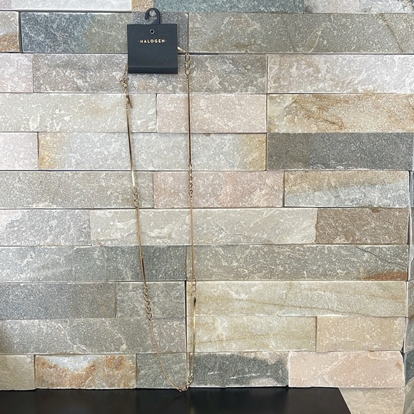 HALOGEN Inset Curb Chain Long Necklace - Picture 5 of 8